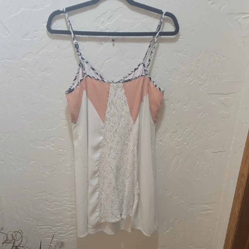 Jealous Tomato Pink and White Slip Dress Lace Detailing